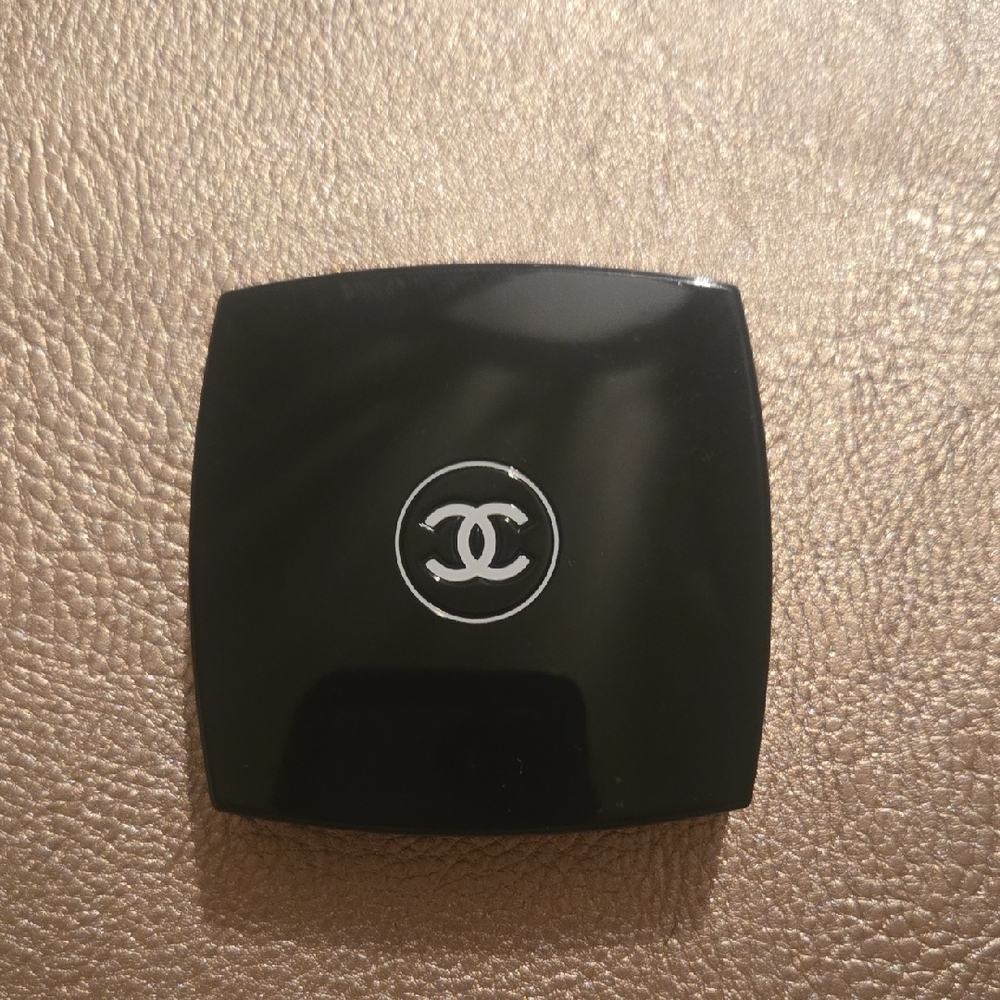 CHANEL Glossy Black Compact with Logo